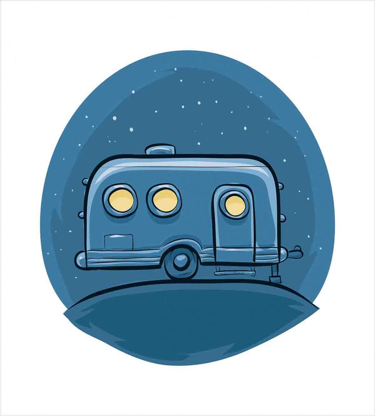 Cartoon Trailer at Night Stars — Pattern
