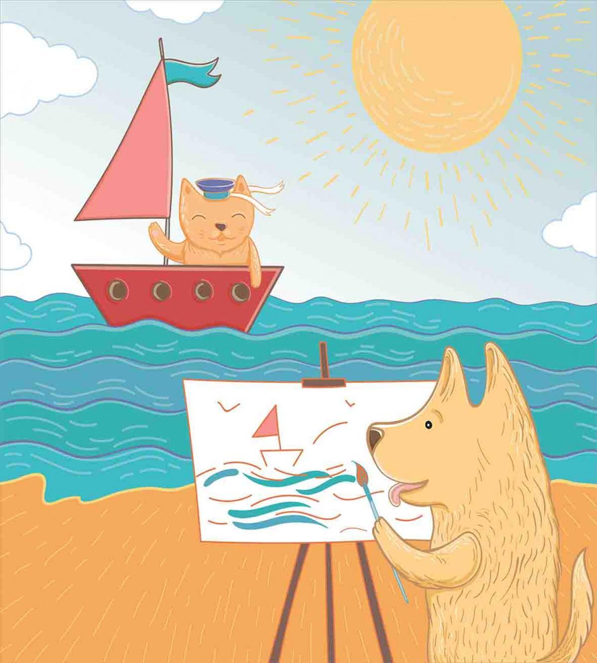 Summer Vacation Cat Dog — Pattern