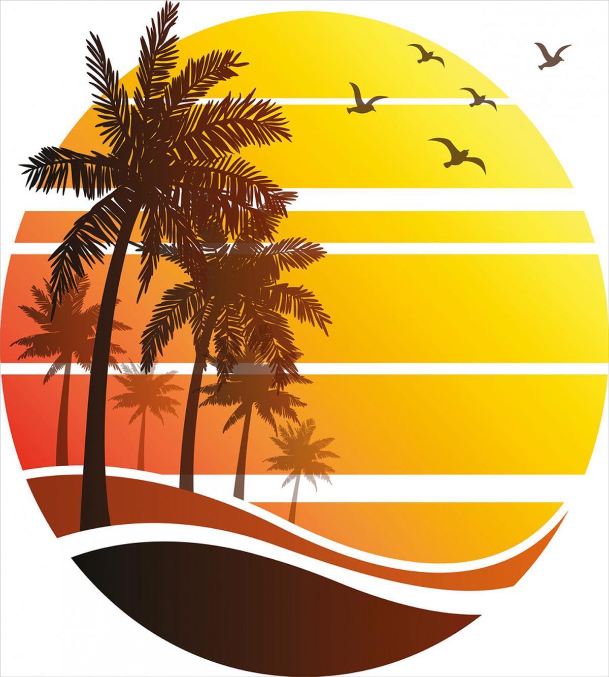 Beach Palm Trees Birds — Pattern