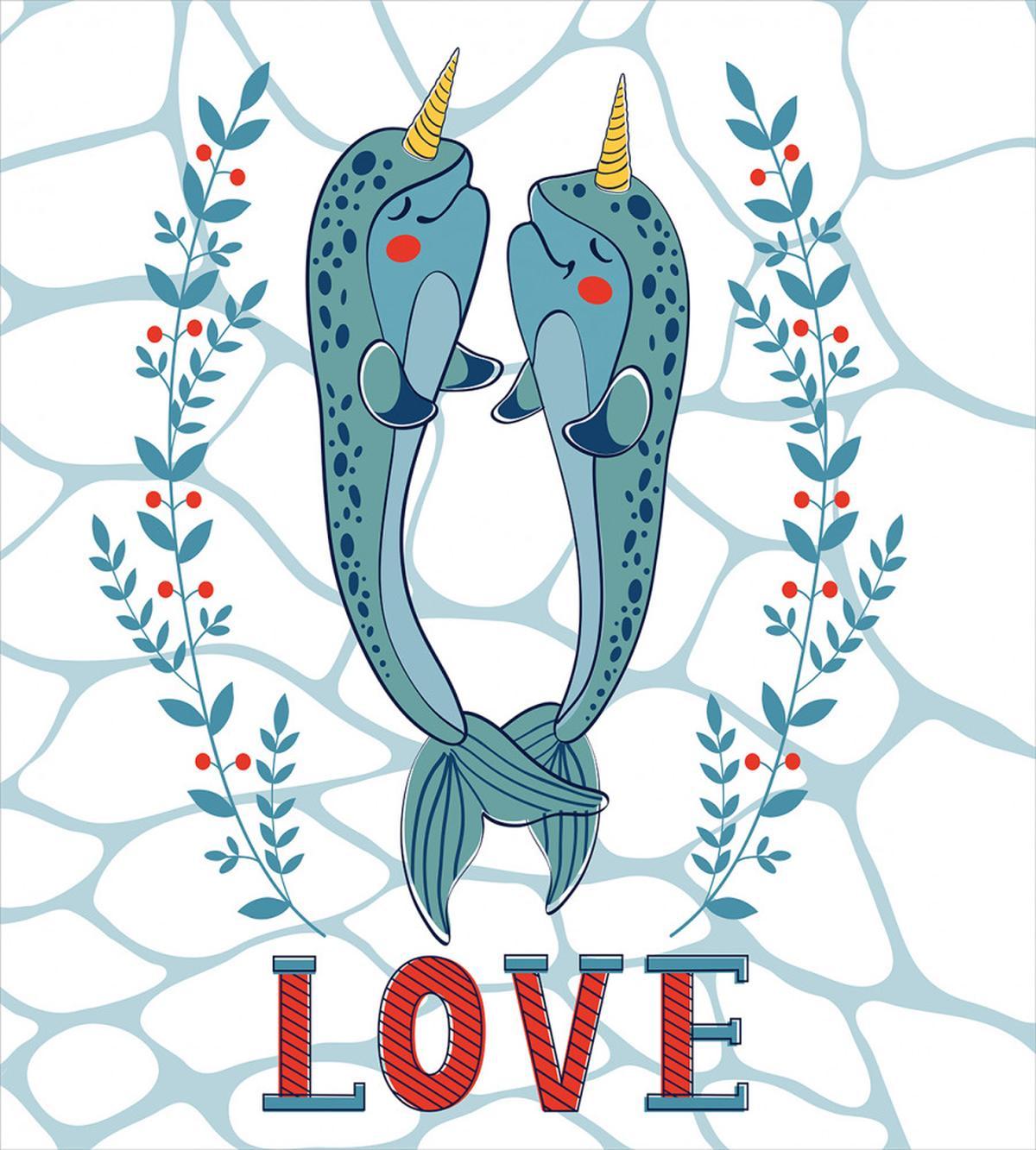 Whales in Love Design — Pattern