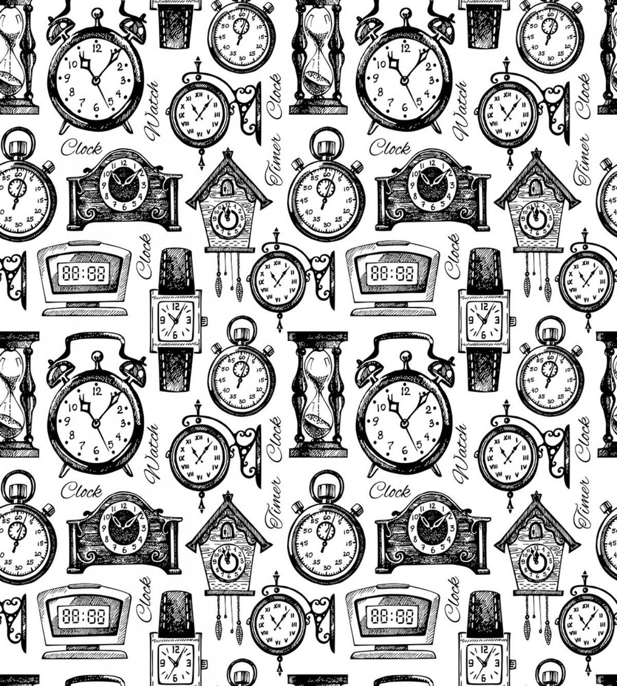 Hand Drawn Clocks — Pattern
