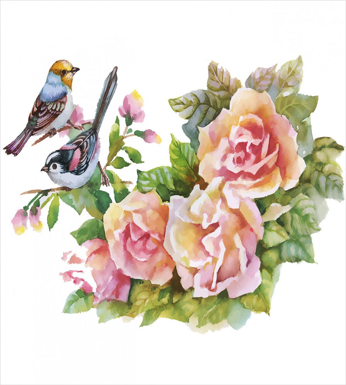Wild Exotic Birds Roses — Pattern