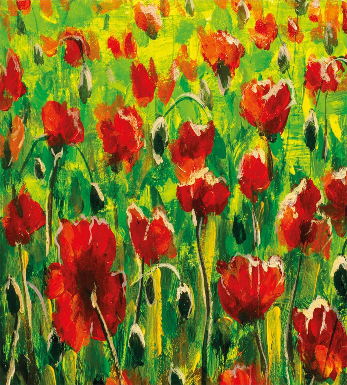 Poppies on Green Grass — Pattern