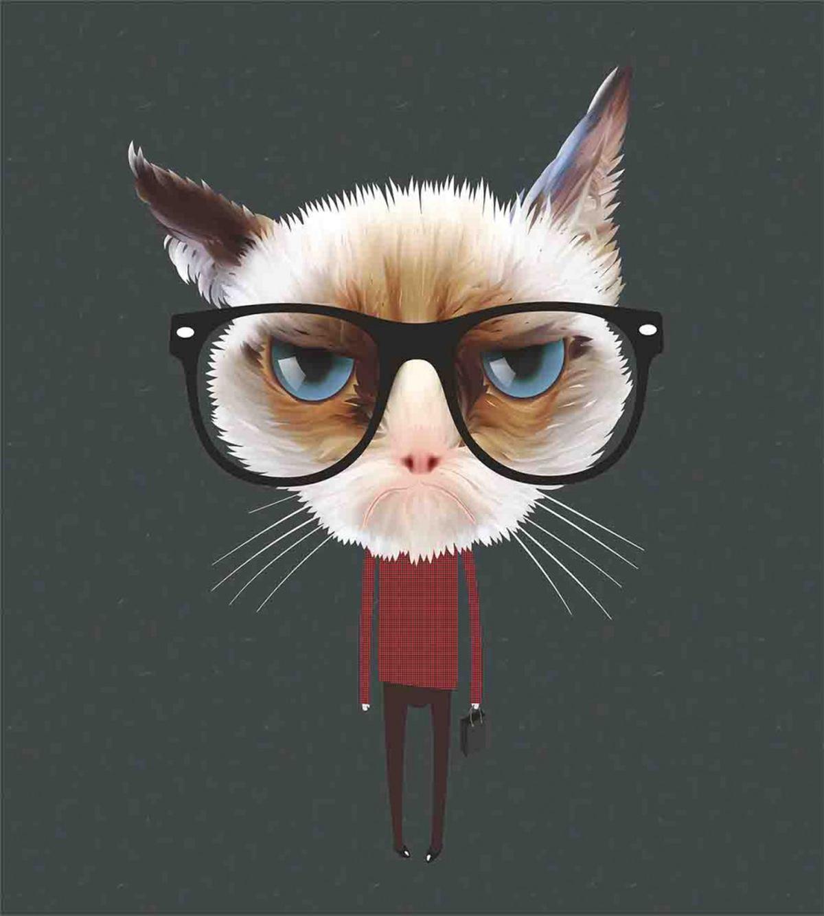 Hipster Feline with Giant Head — Pattern