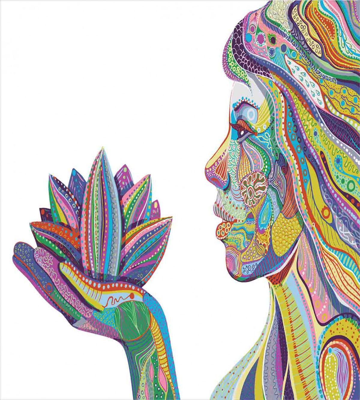 Yoga Pose in Lotus Flower — Pattern