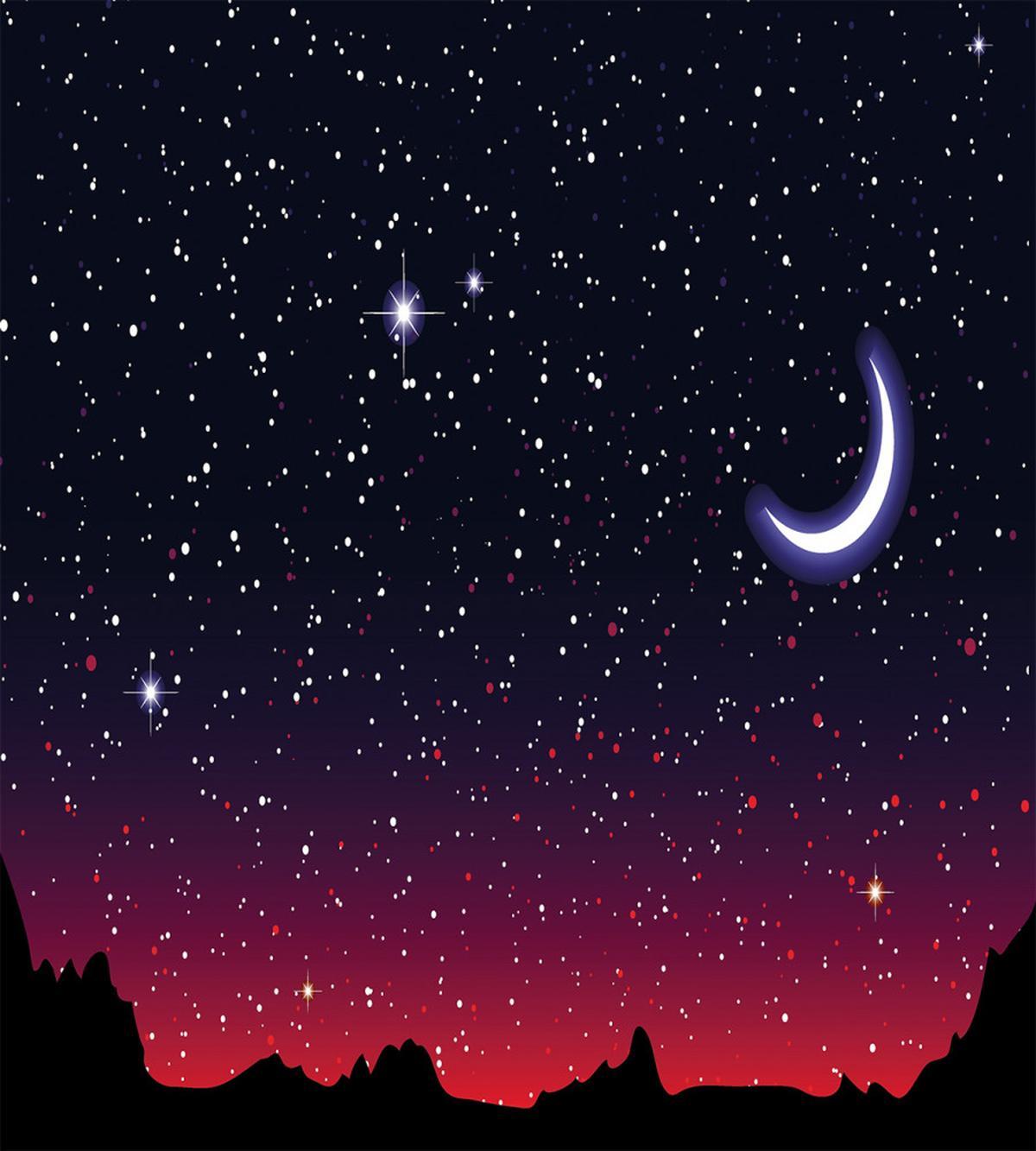 Red Sky Starry Landscape — Pattern