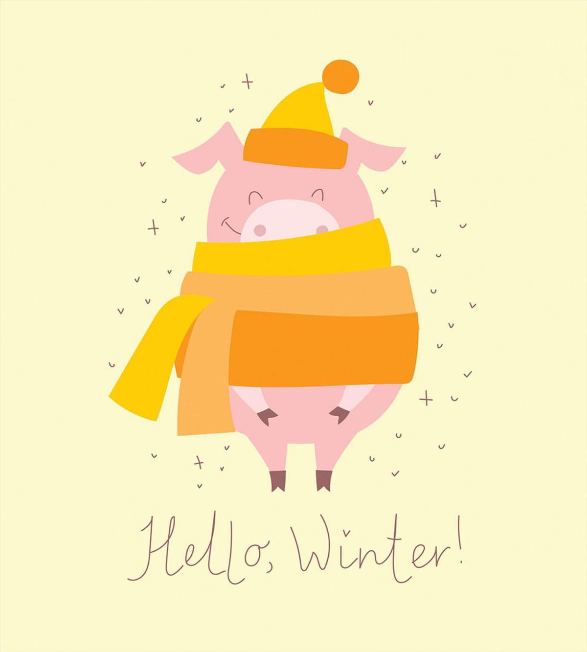 Hello Winter Typography Animal — Pattern