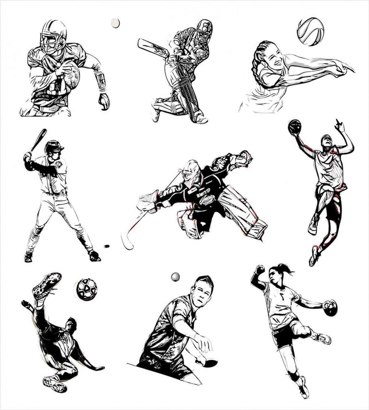 Sports Theme Sketch — Pattern