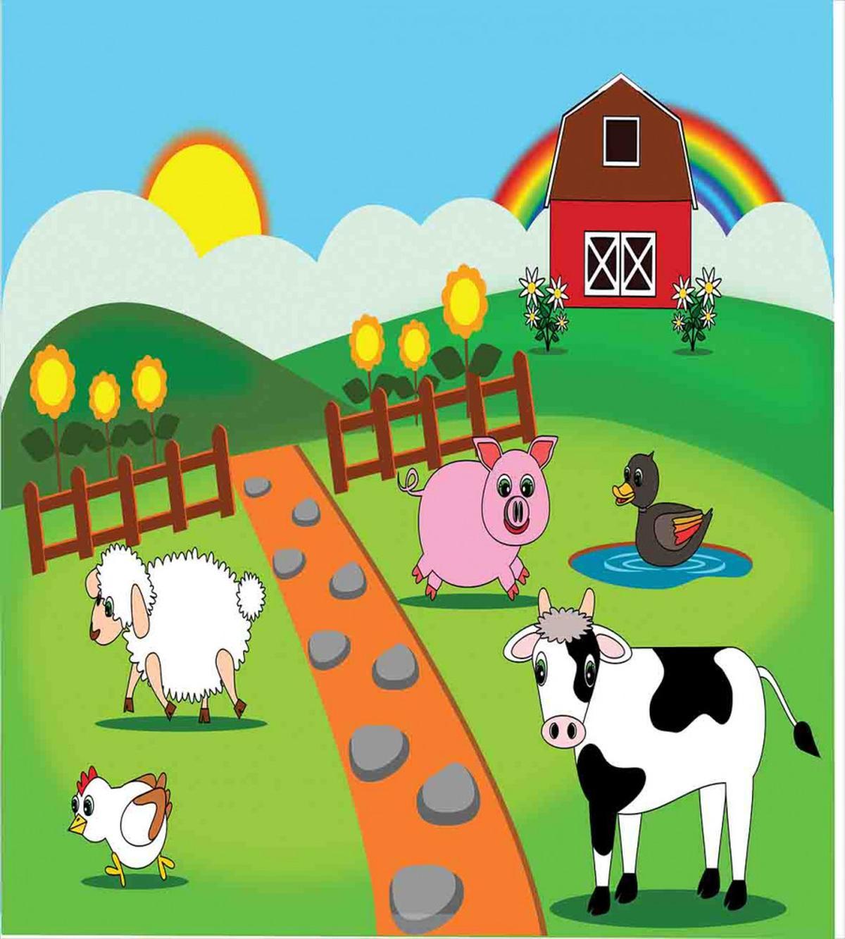 Cartoon Farmhouse Life — Pattern