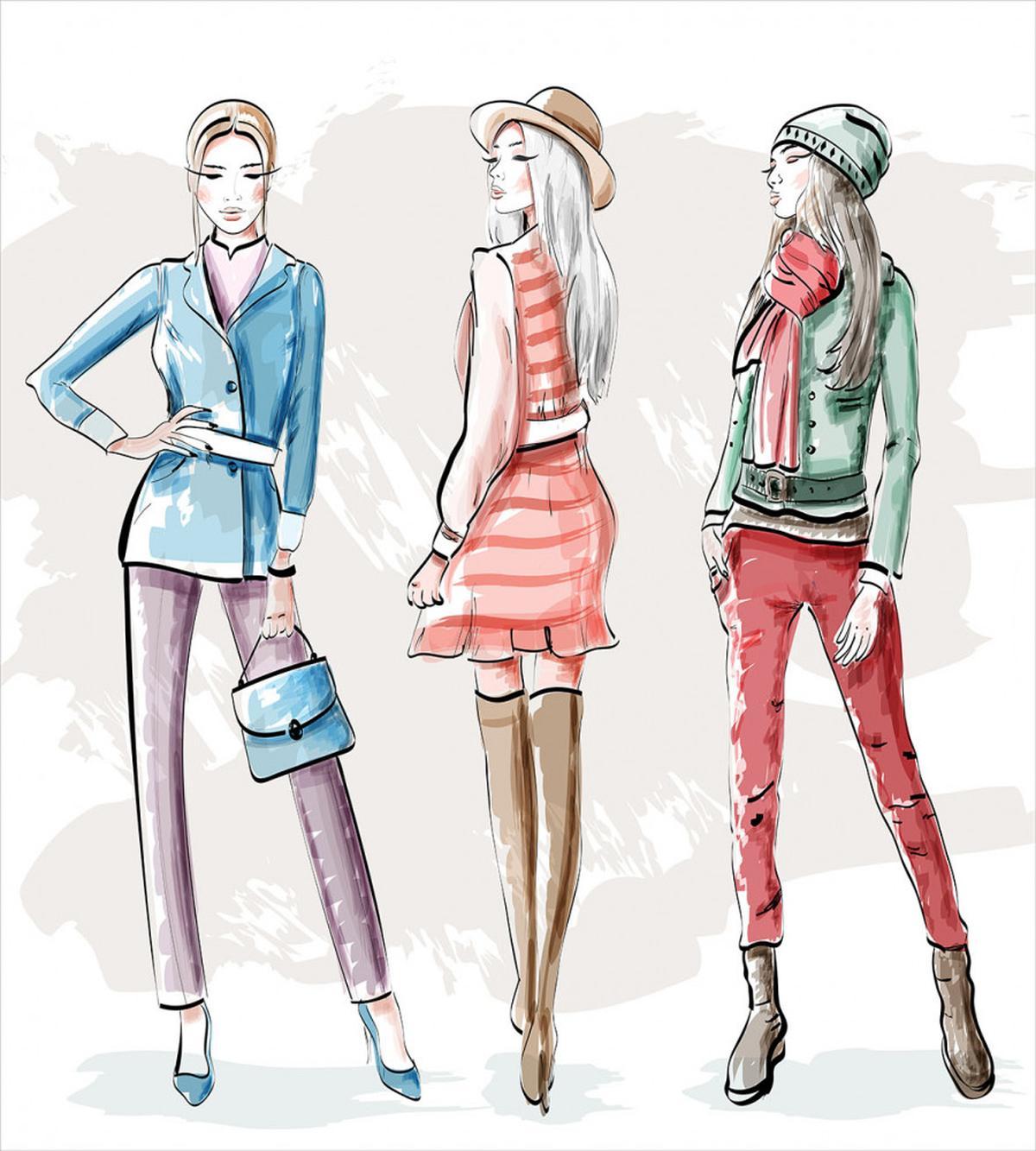 Young Women Clothes Sketch — Pattern