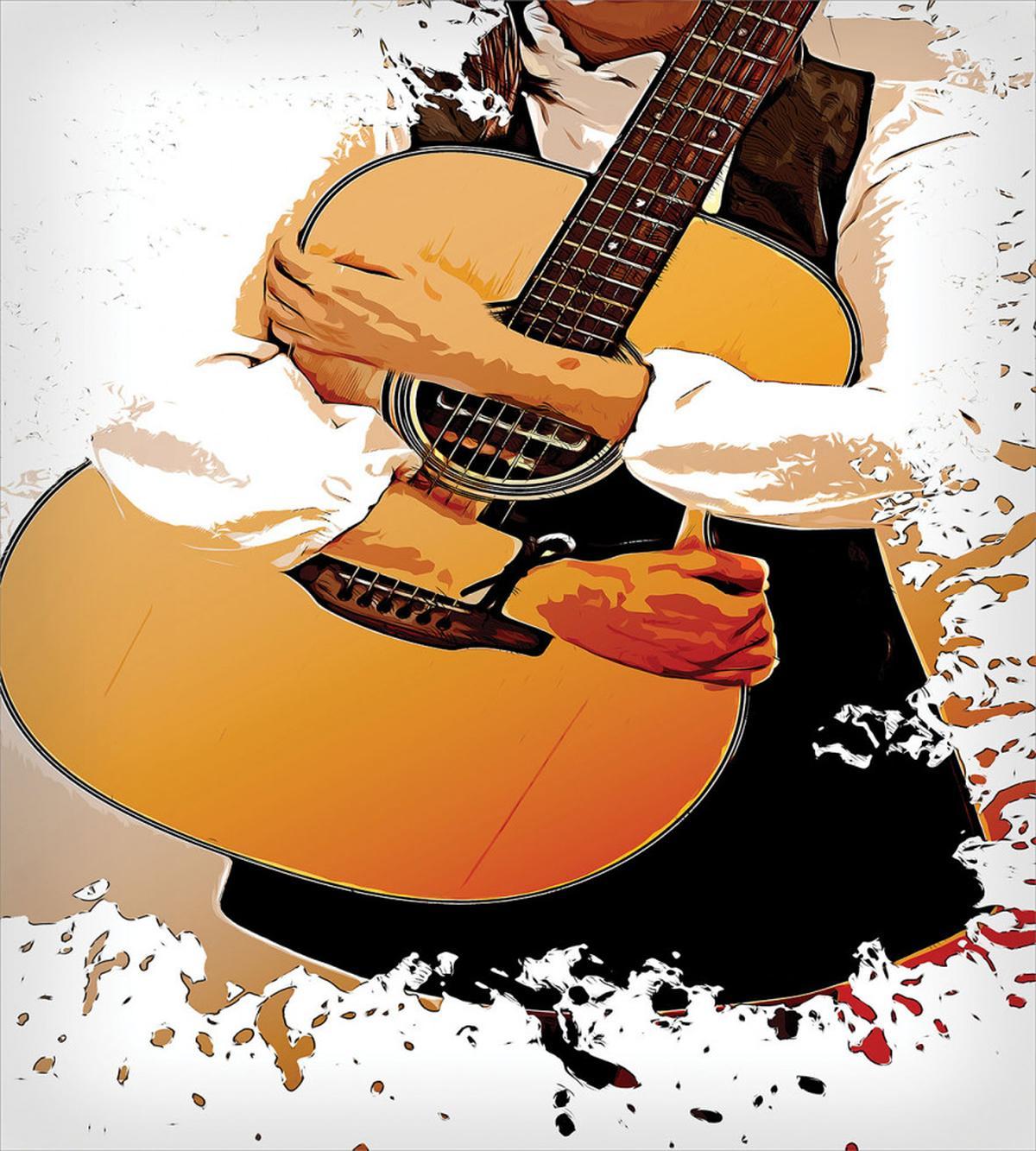 Man Holding a Guitar — Pattern