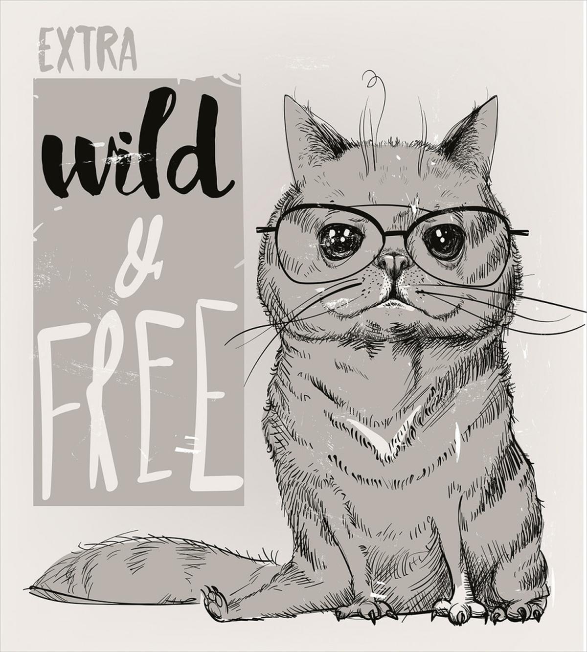 Hipster Cat Humorous — Pattern