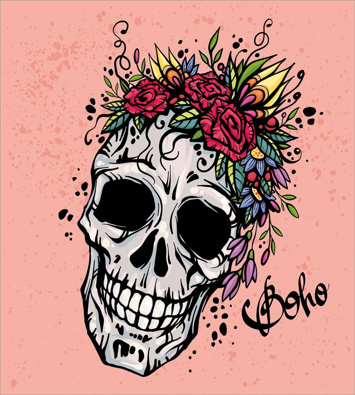 Skull Boho Floral Wreath — Pattern