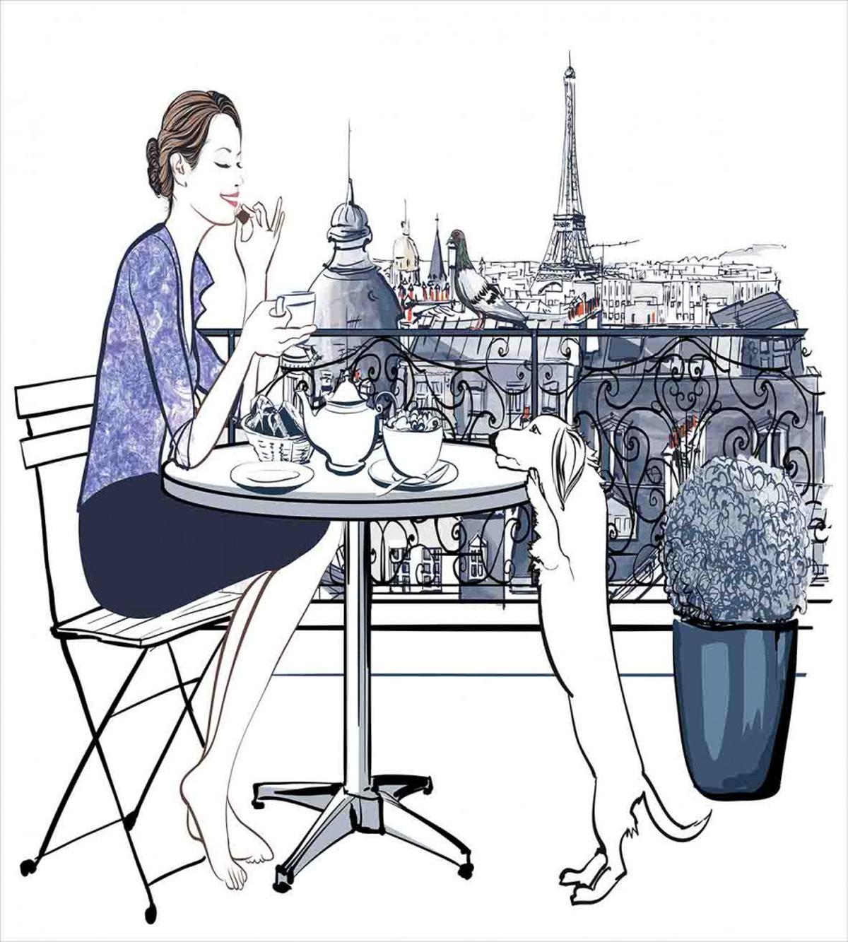 Woman Having Breakfast Paris — Pattern