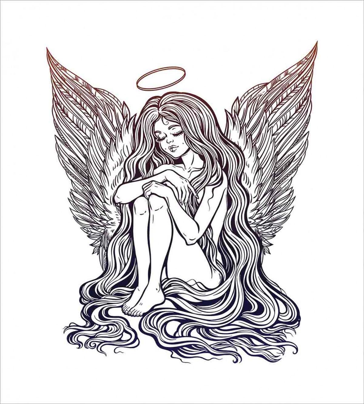 Long Hair Girl and Halo — Pattern