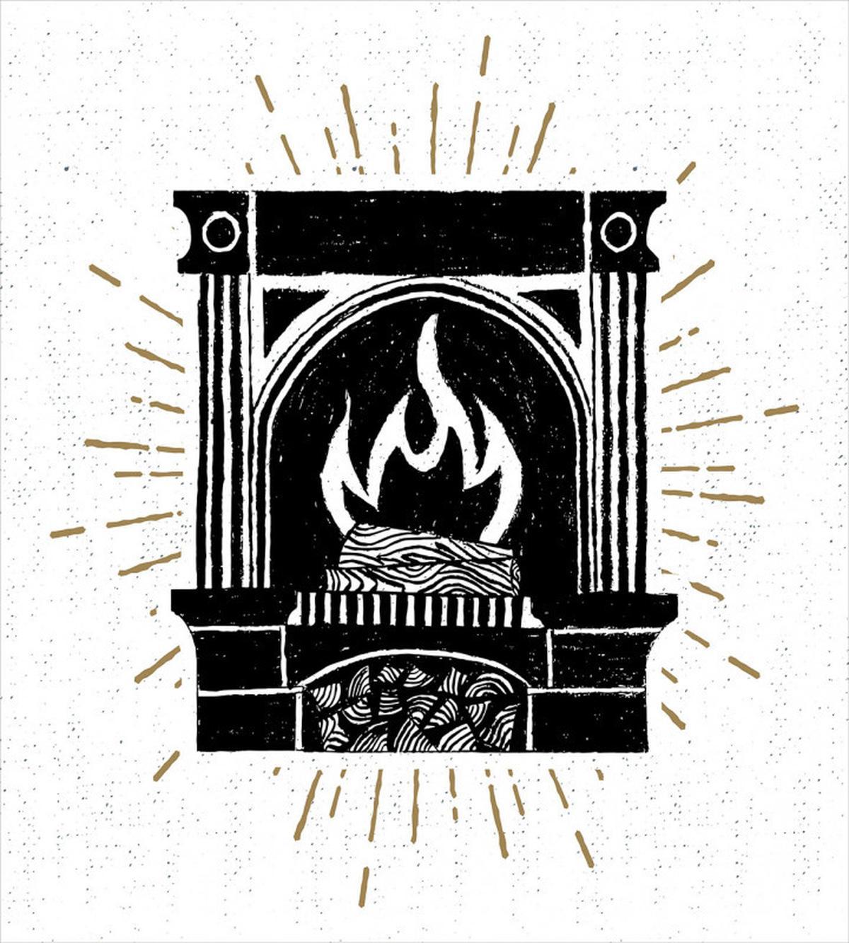 Vintage Log Fire Image — Pattern