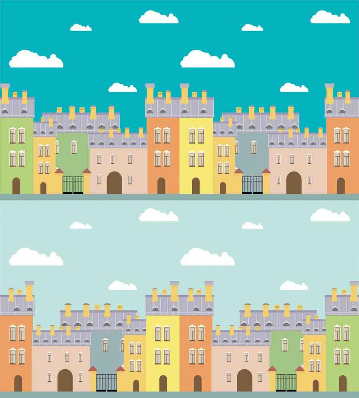 Colorful Cartoon Town — Pattern