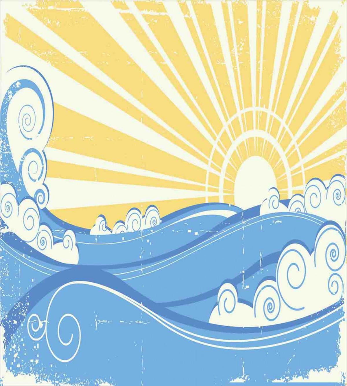 Vintage Waves with Sun — Pattern