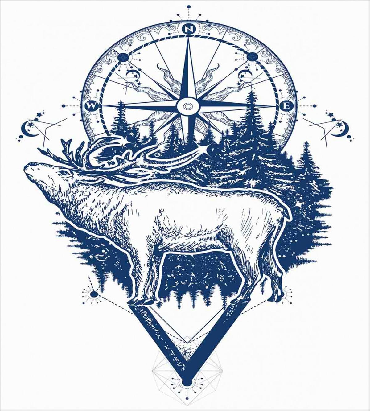 Deer Compass Ethnic — Pattern