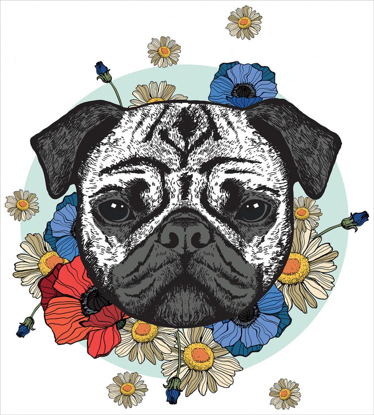 Black and White Head of Dog — Pattern