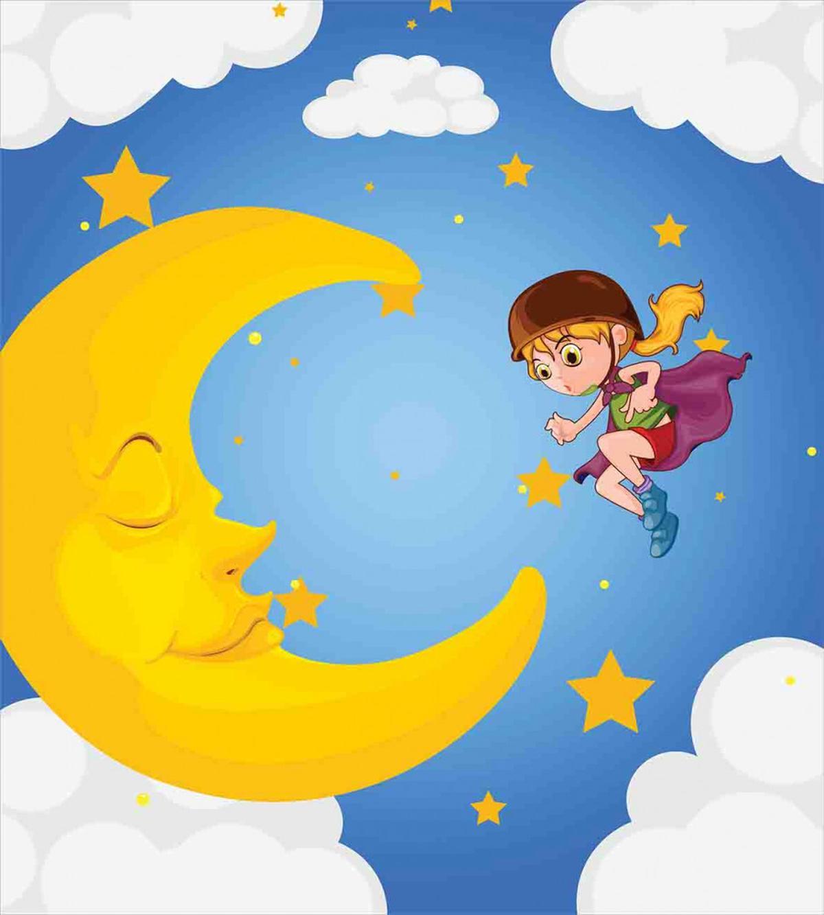 Cartoon Girl Flying — Pattern