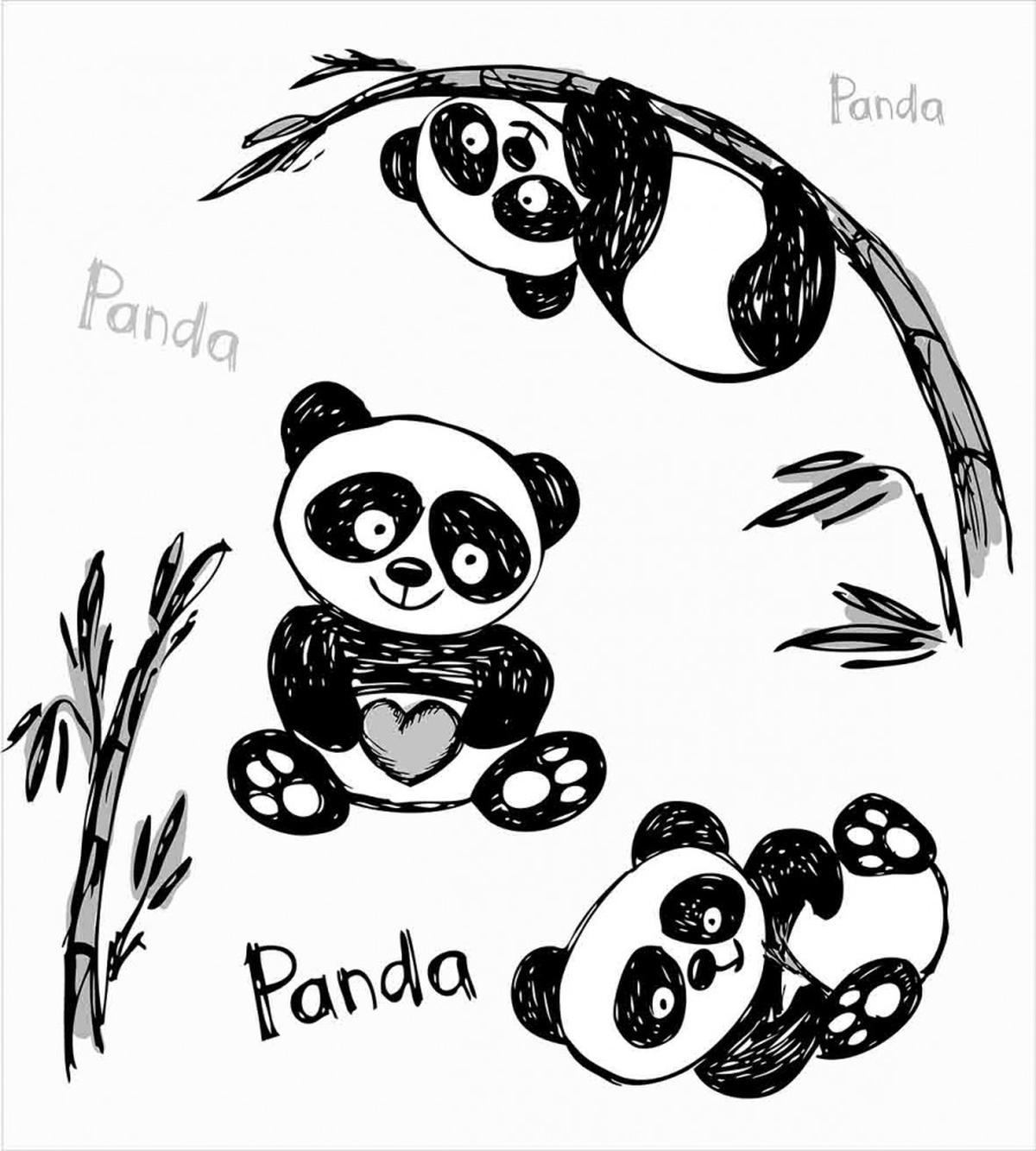 Hand Drawn Panda Poses — Pattern