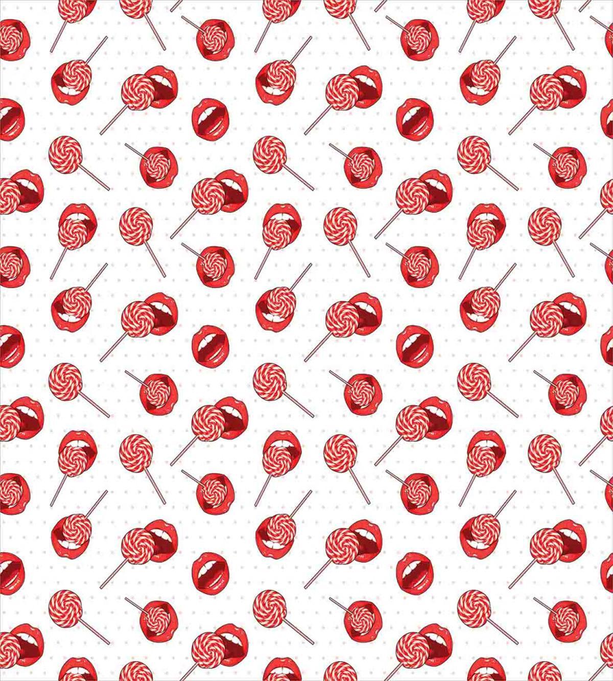 Woman Lips Candies and Dots — Pattern