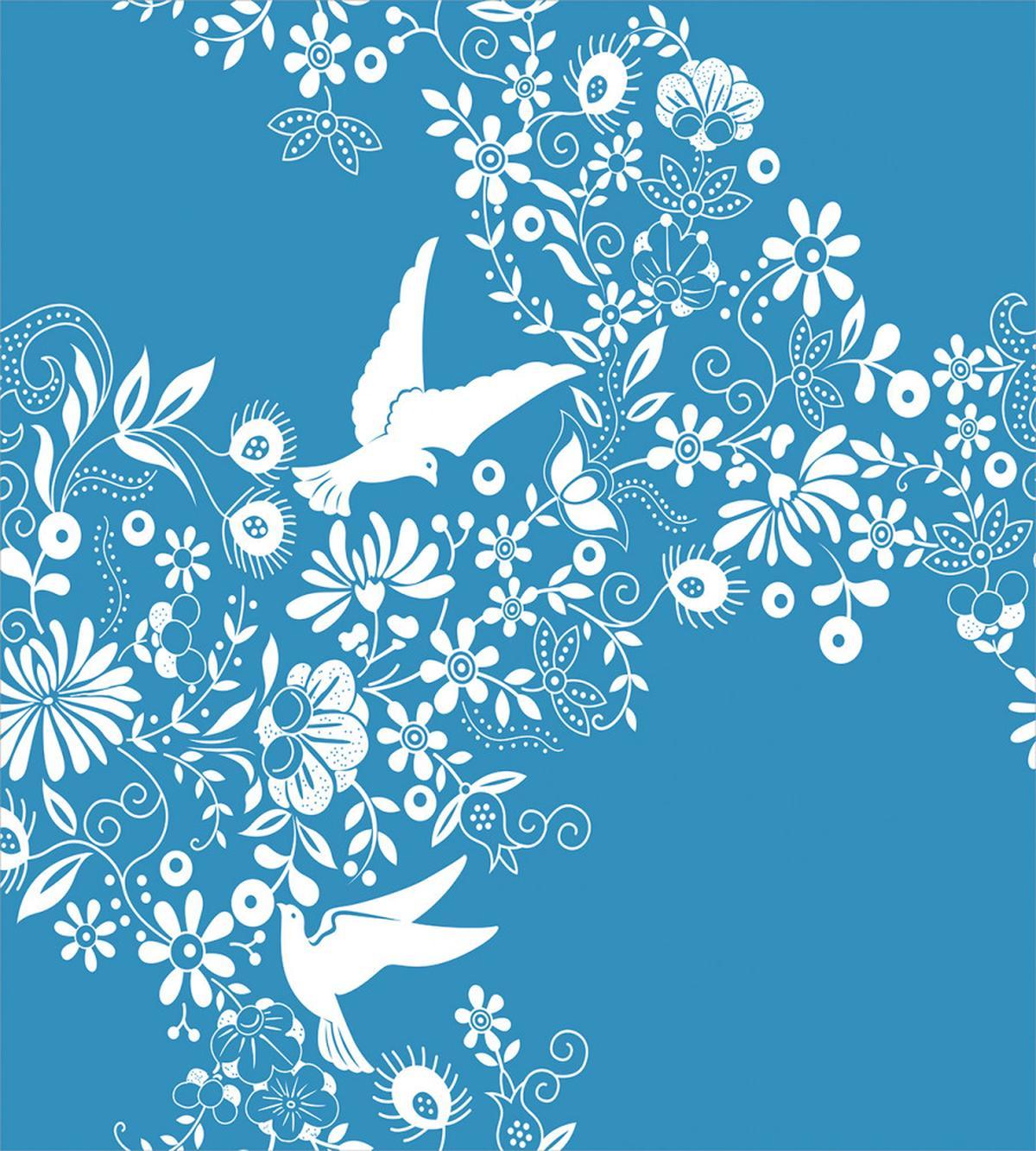 Flowers Flying Doves Asian — Pattern