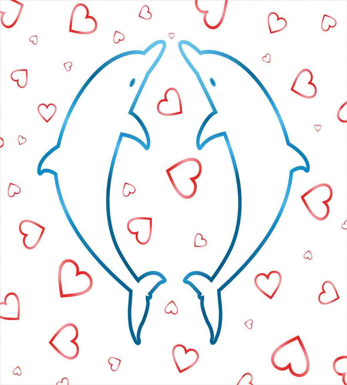 Cartoon Dolphins Love — Pattern