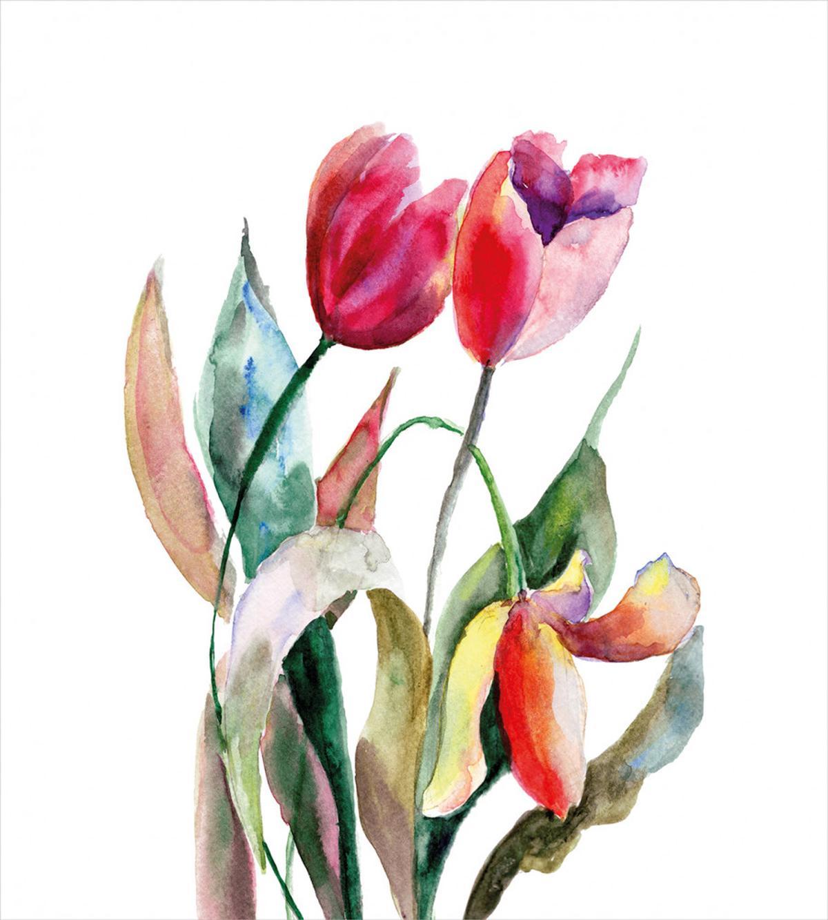 Watercolor Tulip Flowers — Pattern