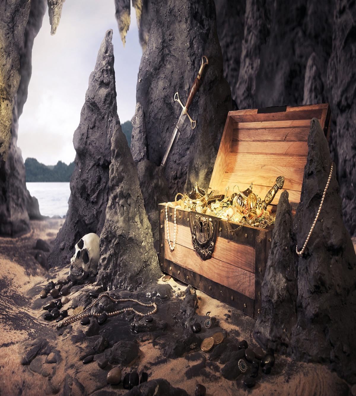 Treasure Chest in Cave — Pattern