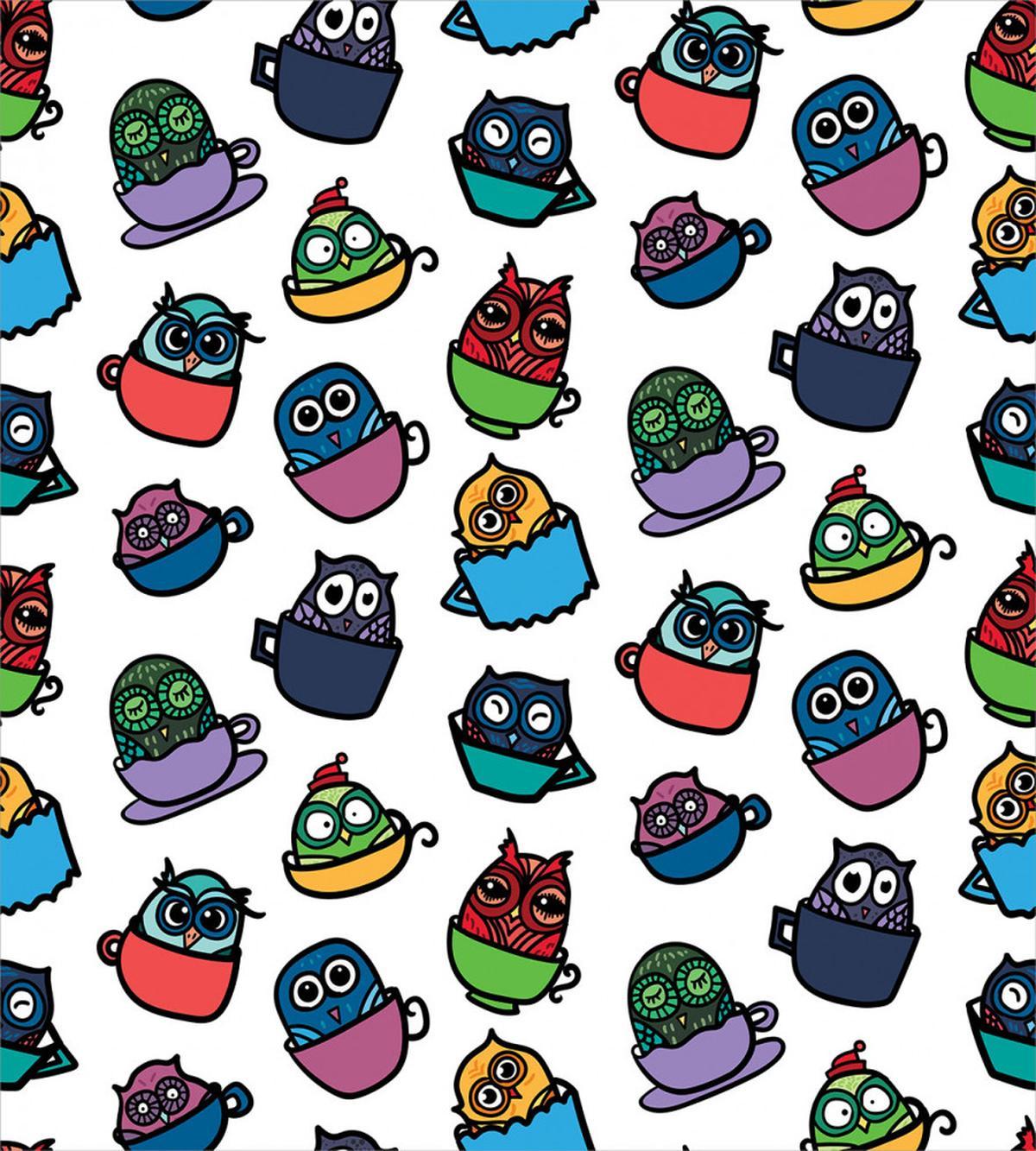 Funny Owl in Coffee Mug — Pattern