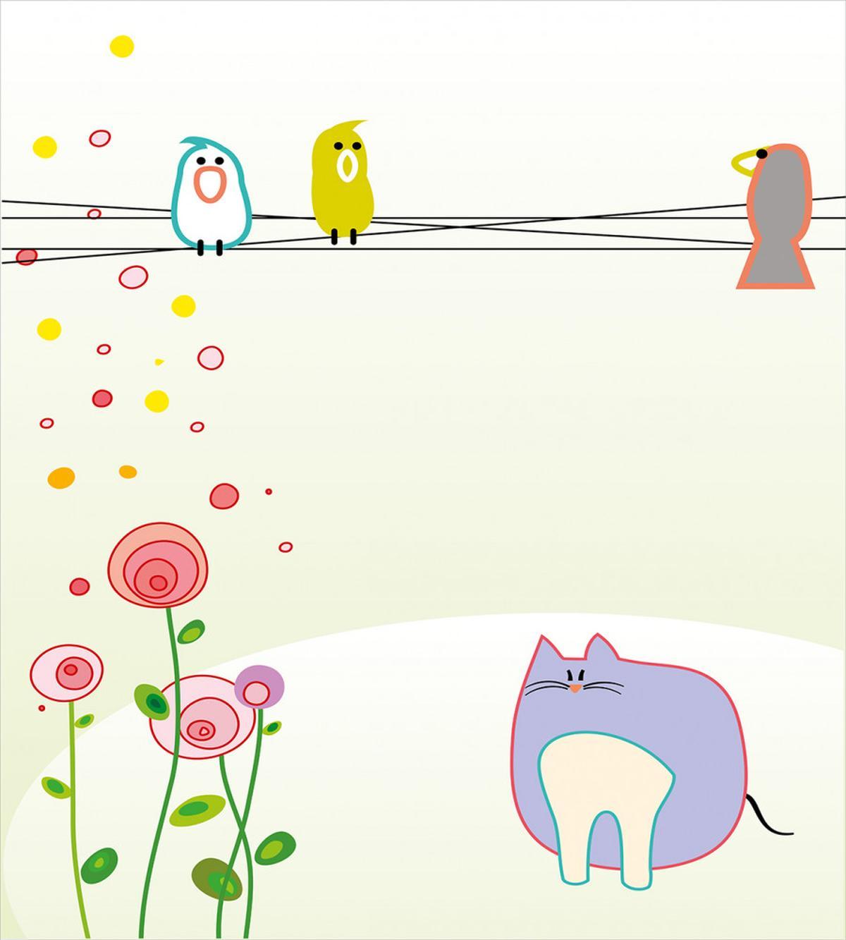 Bird Cat Flowers — Pattern