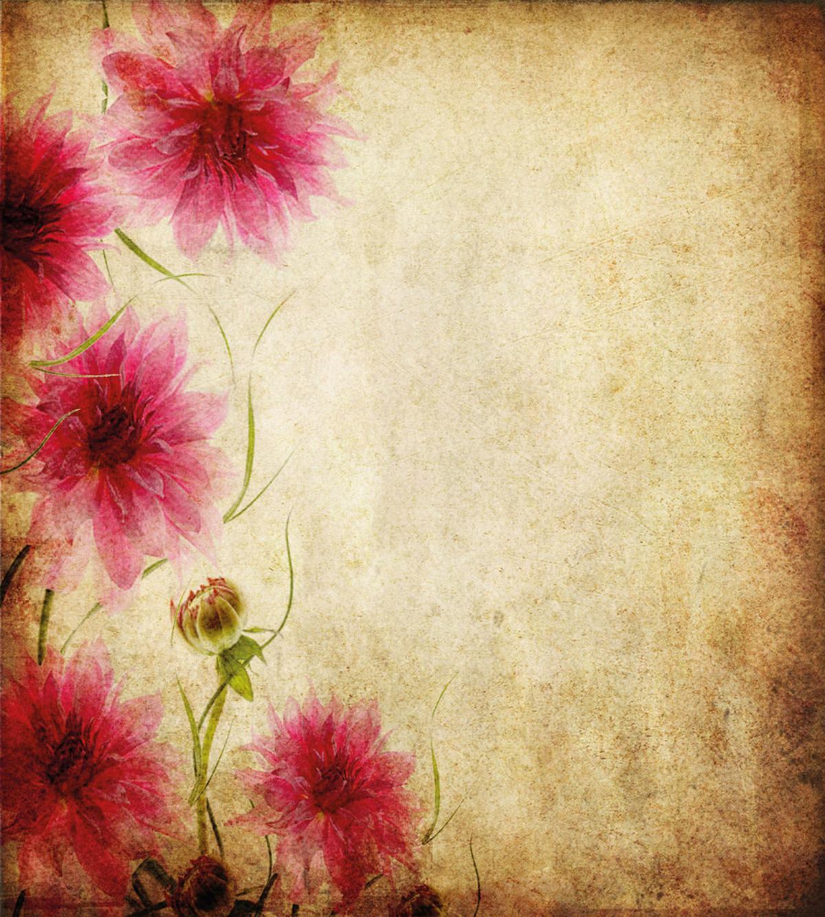 Retro Flowers Grungy Old — Pattern