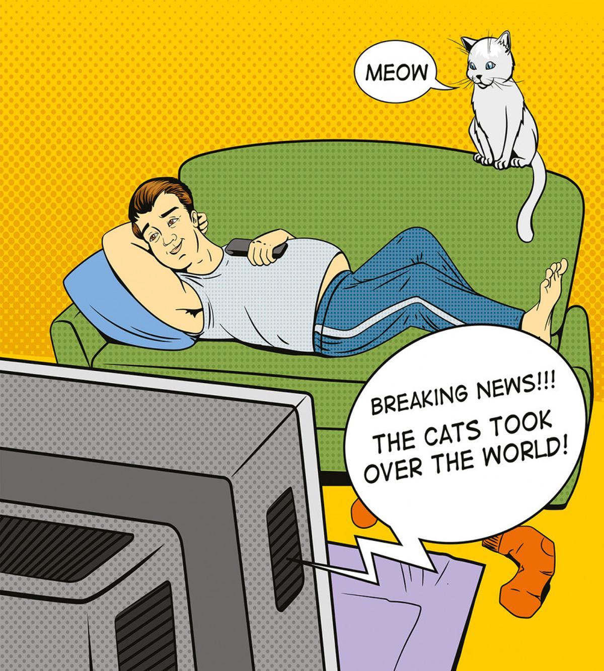 Man TV Cat Comic Book — Pattern