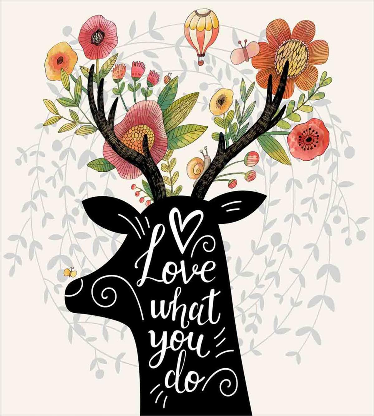 Words Deer Elk Flowers — Pattern
