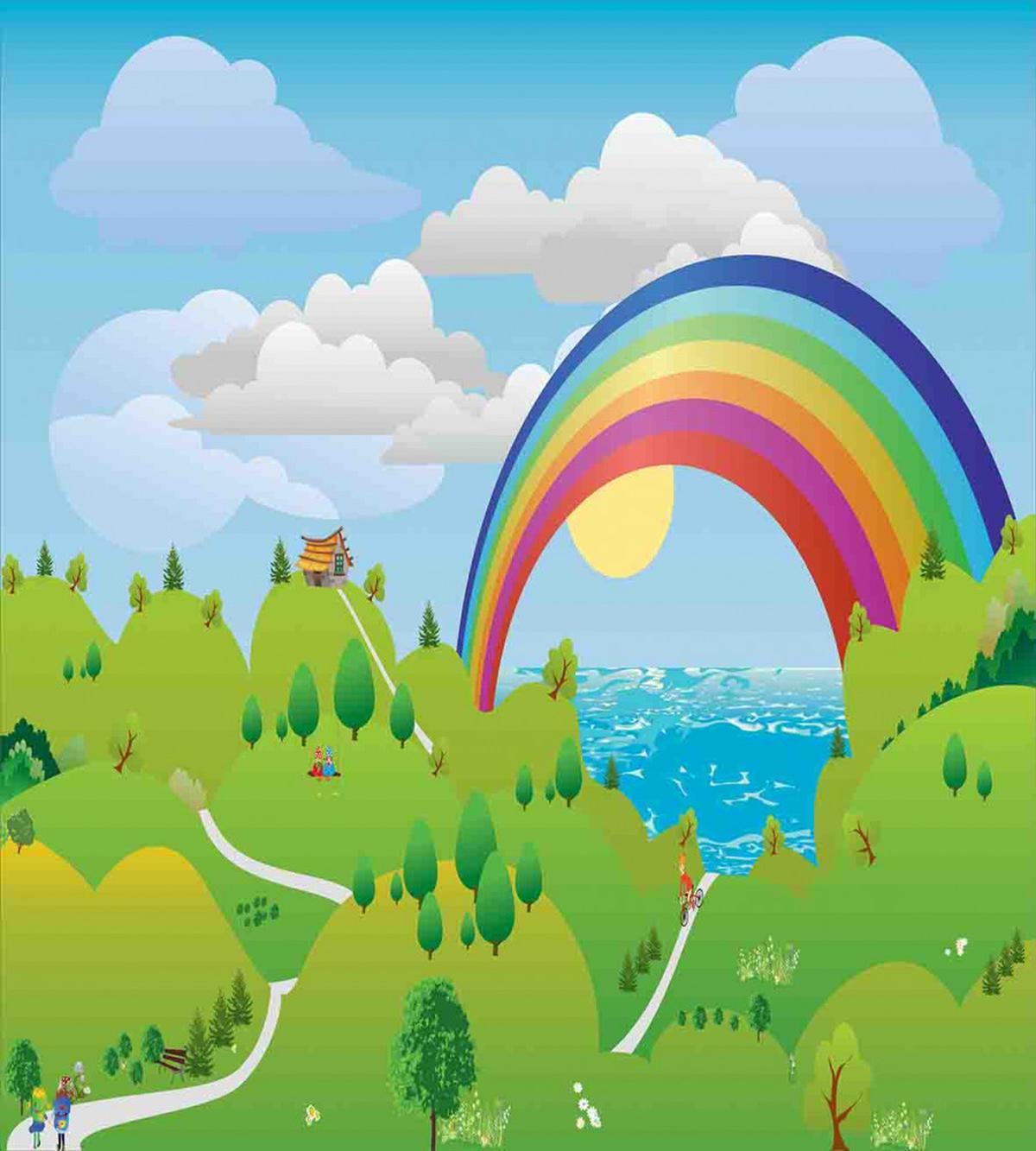 Landscape with Rainbow Clouds — Pattern