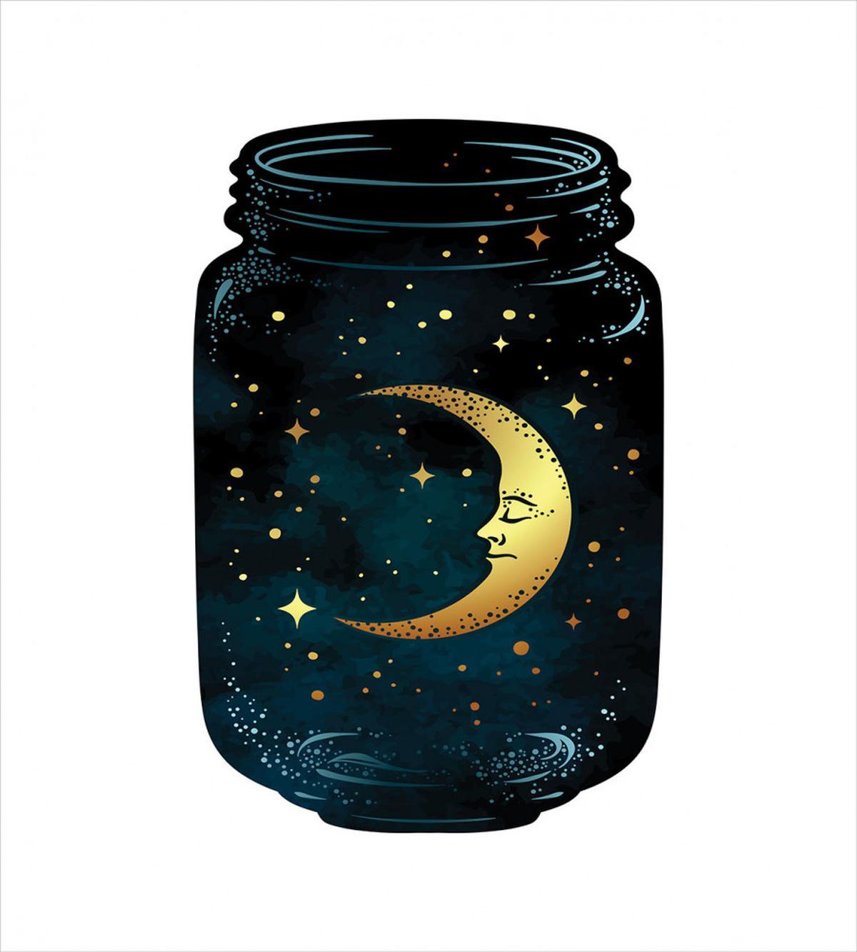 Crescent and Stars in Wish Jar — Pattern