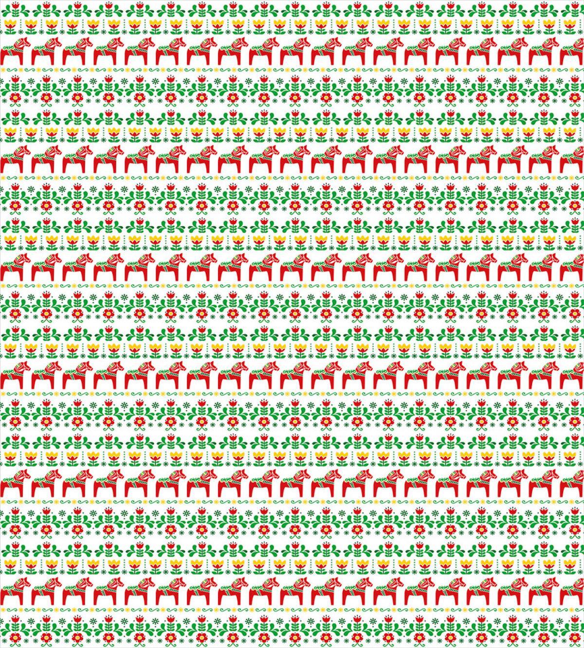 Floral Swedish Dala Horse — Pattern