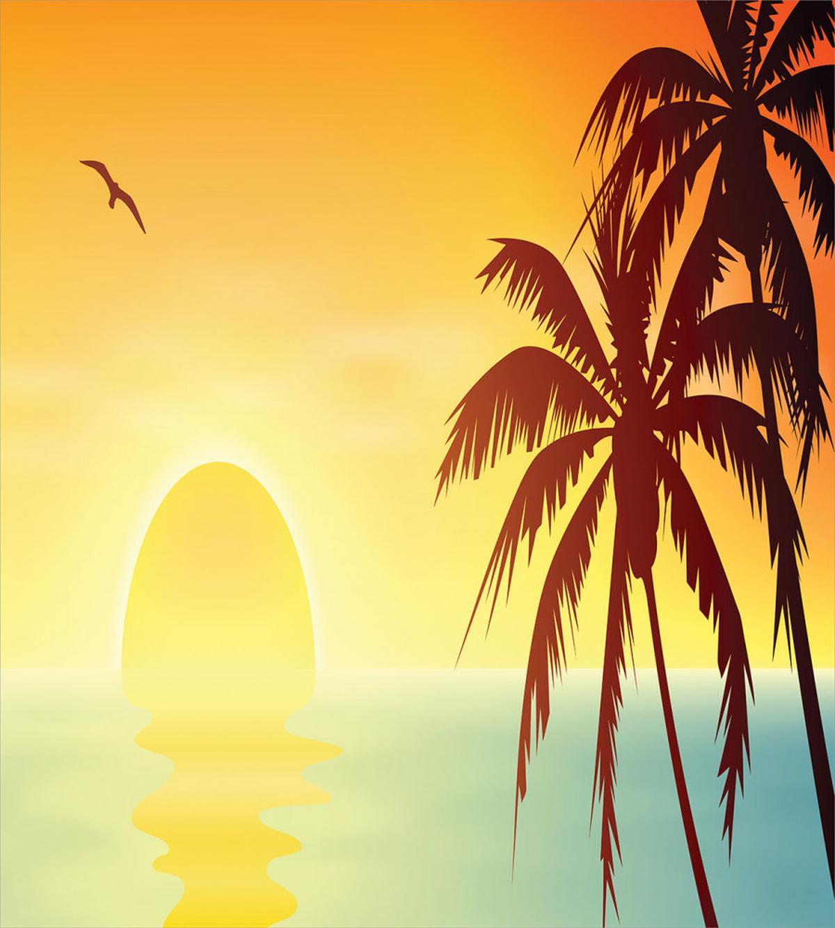 Tropical Sunset with Ombre Sky — Pattern