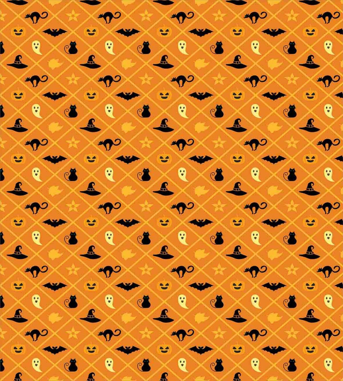 Cat Hat Bat Leaves Pumpkin — Pattern