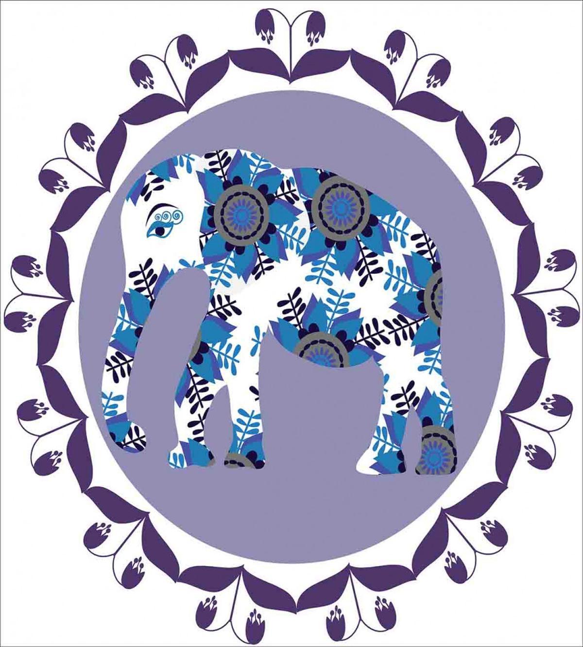 Elephant with Tulips Pattern — Pattern