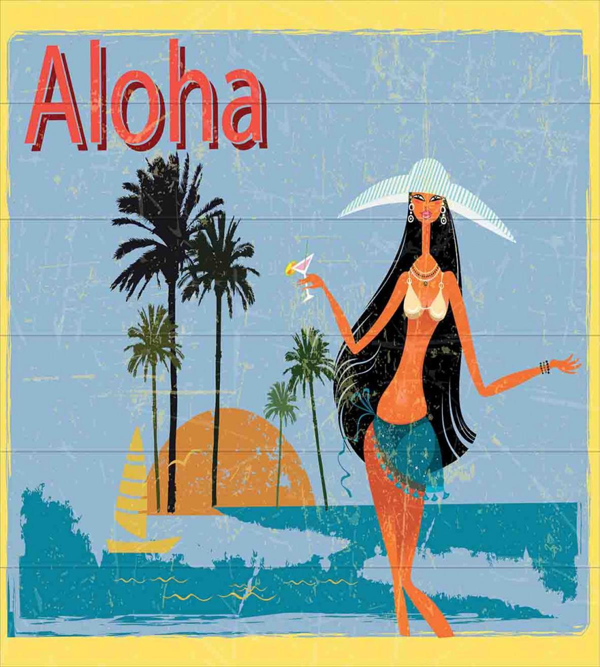 Brunette Hair Hawaiian Lady — Pattern