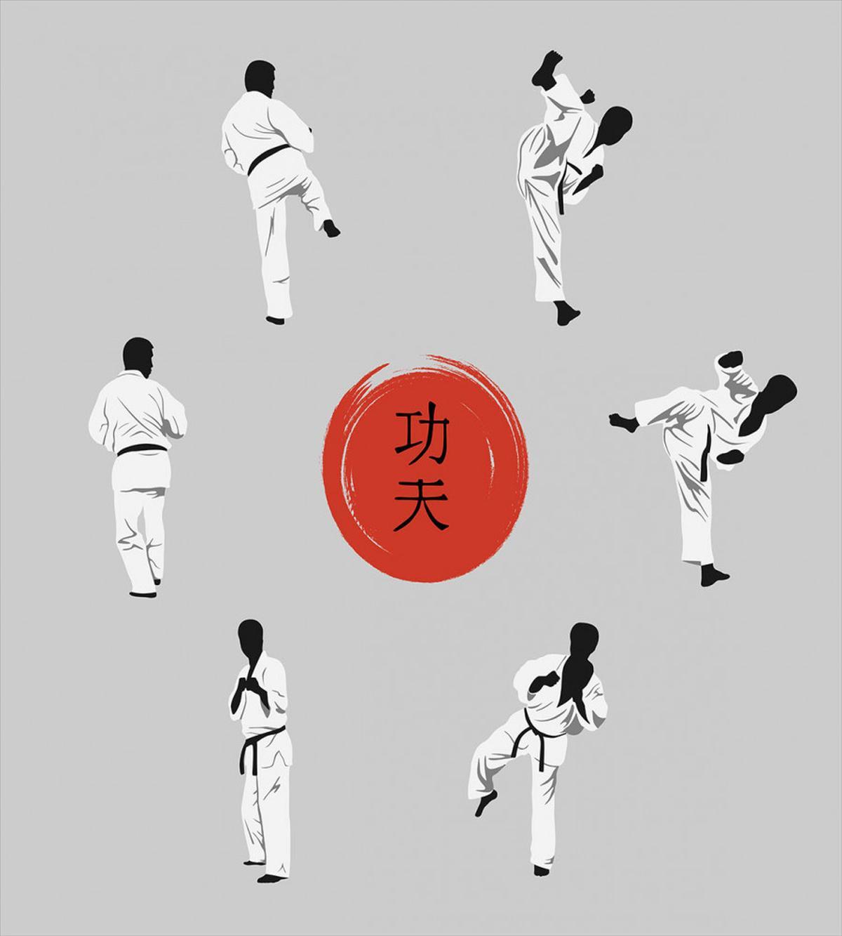 Men in Karate Clothes Moves — Pattern