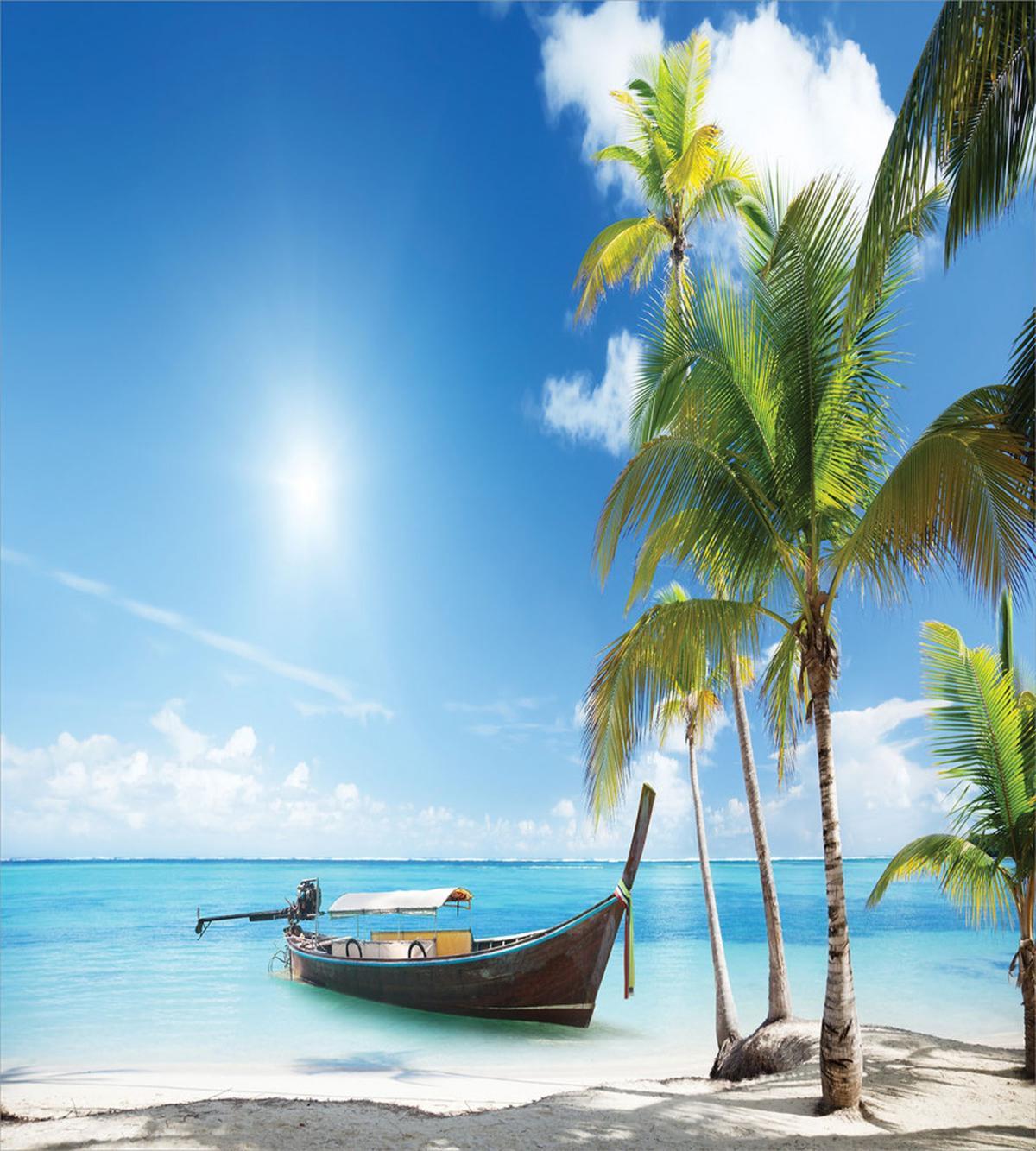 Wooden Boat on Exotic Beach — Pattern