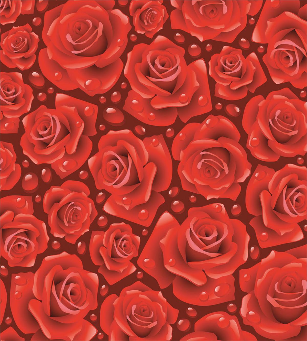 Red Roses Water Rain Drops — Pattern