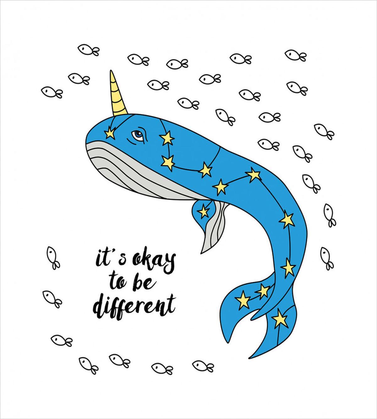 Blue Cartoon Whale — Pattern