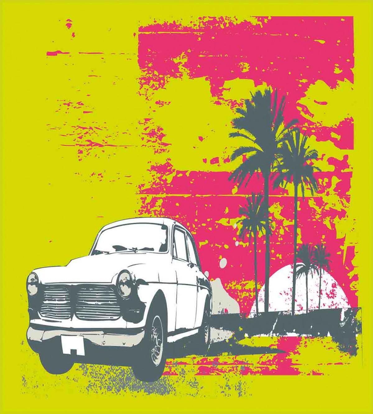 Vintage Cars with Palms — Pattern