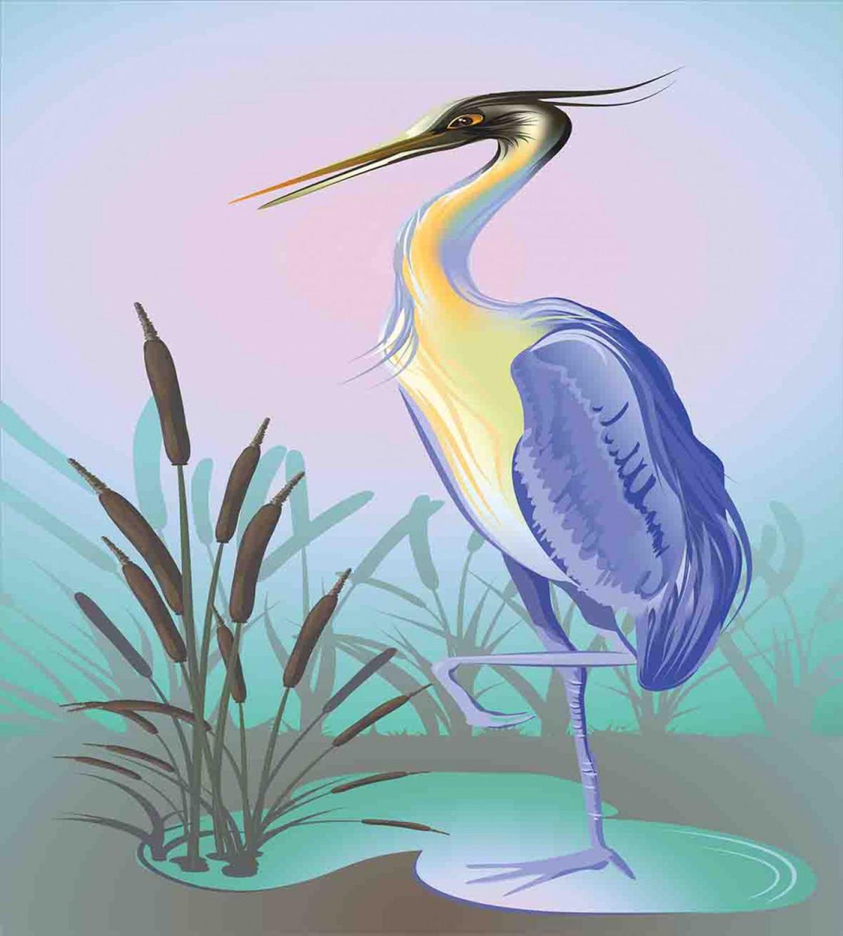 Heron with Reed Water — Pattern