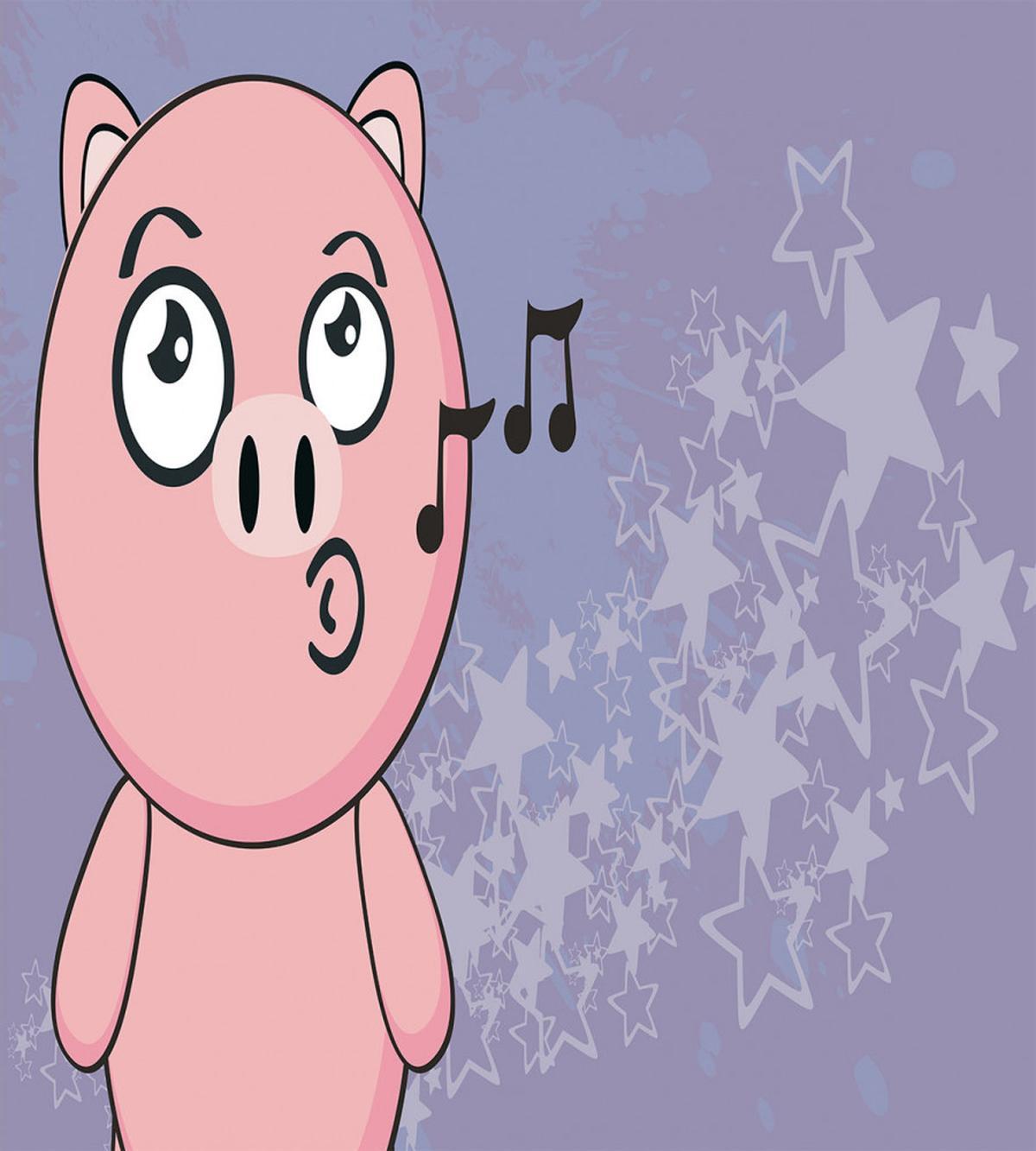 Farm Animal Singing Star Motifs — Pattern